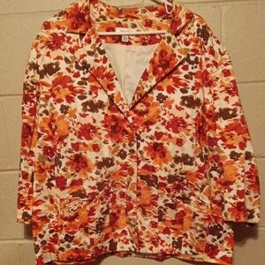 🦄 Dressbarn Autumn Floral Blazer - Orange and Brown